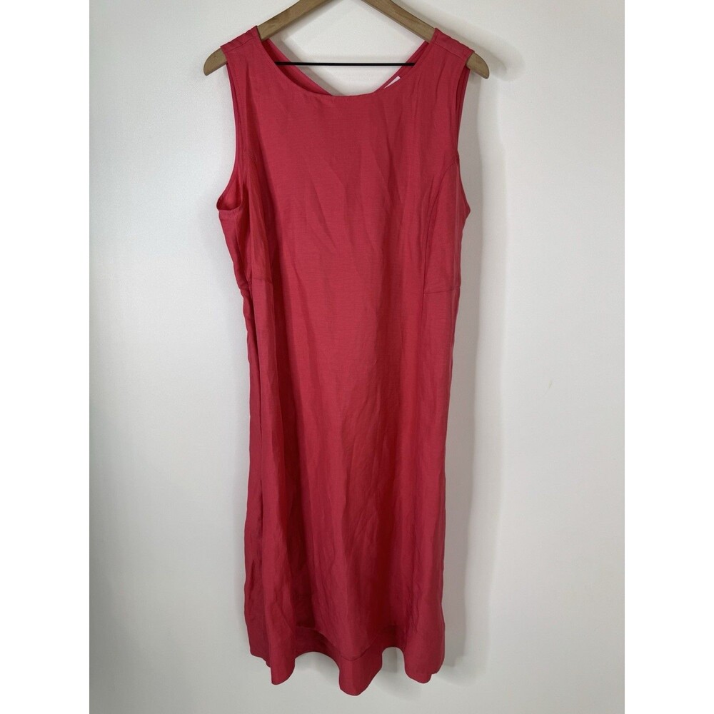 J Jill Women’s XL Maxi Dress Pink Linen Blend Summer Preppy Coastal A-Line